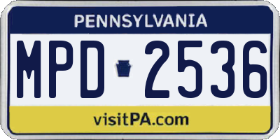 PA license plate MPD2536
