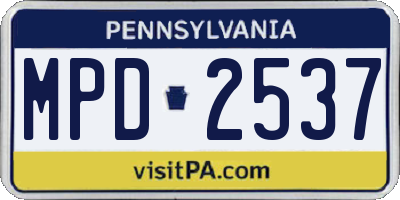 PA license plate MPD2537