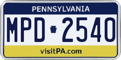 PA license plate MPD2540