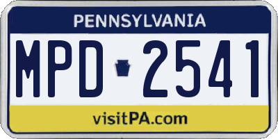 PA license plate MPD2541