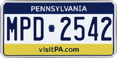 PA license plate MPD2542
