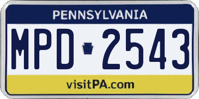 PA license plate MPD2543