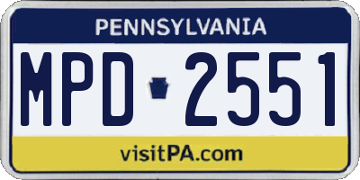 PA license plate MPD2551