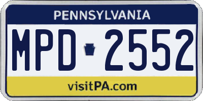 PA license plate MPD2552