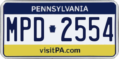 PA license plate MPD2554