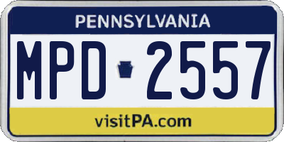 PA license plate MPD2557
