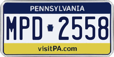 PA license plate MPD2558