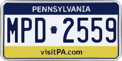 PA license plate MPD2559