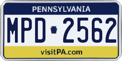 PA license plate MPD2562