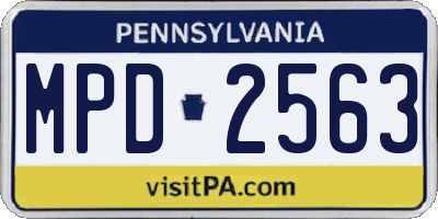 PA license plate MPD2563