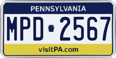 PA license plate MPD2567