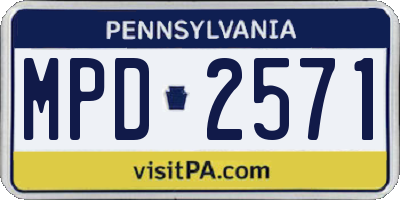 PA license plate MPD2571