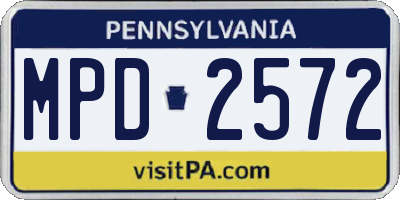 PA license plate MPD2572
