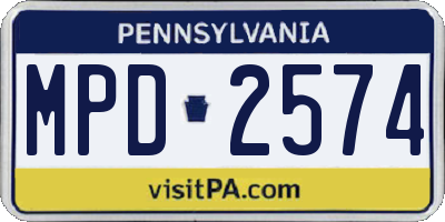 PA license plate MPD2574