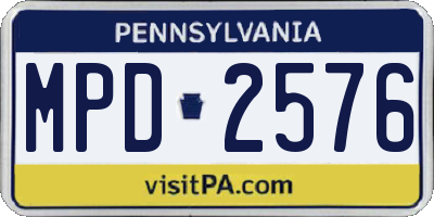 PA license plate MPD2576