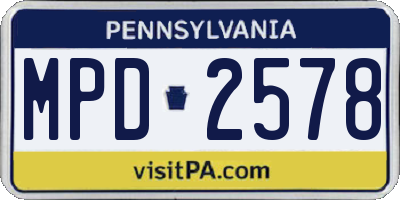 PA license plate MPD2578