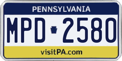 PA license plate MPD2580