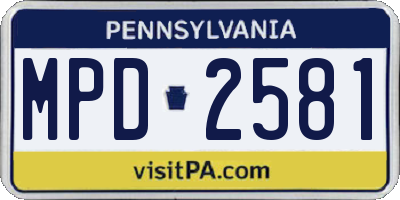 PA license plate MPD2581
