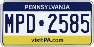 PA license plate MPD2585