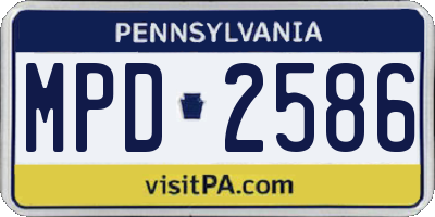 PA license plate MPD2586