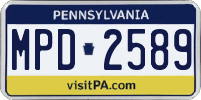 PA license plate MPD2589
