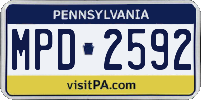 PA license plate MPD2592