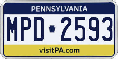 PA license plate MPD2593