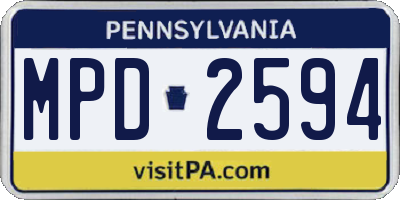 PA license plate MPD2594