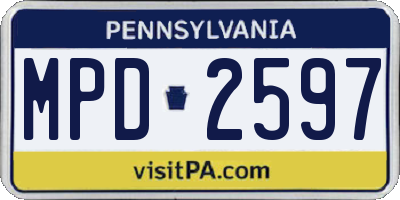 PA license plate MPD2597