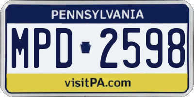 PA license plate MPD2598