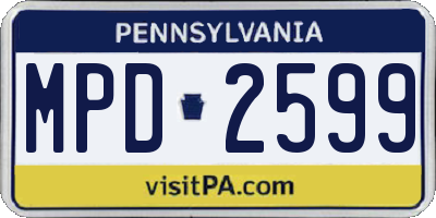 PA license plate MPD2599