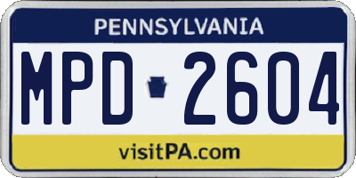 PA license plate MPD2604