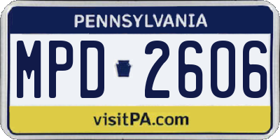 PA license plate MPD2606