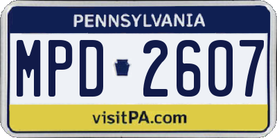 PA license plate MPD2607