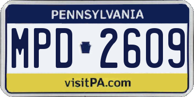 PA license plate MPD2609