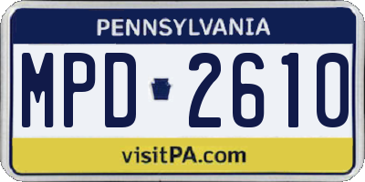 PA license plate MPD2610