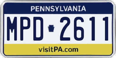 PA license plate MPD2611