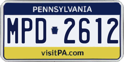 PA license plate MPD2612