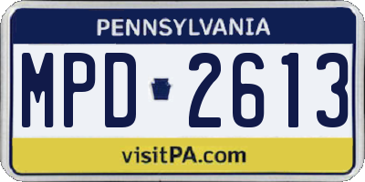 PA license plate MPD2613