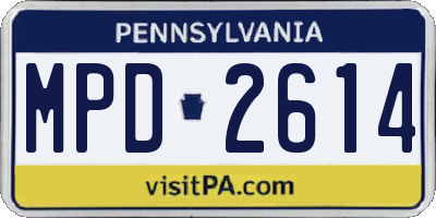 PA license plate MPD2614