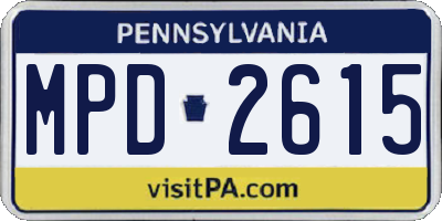 PA license plate MPD2615