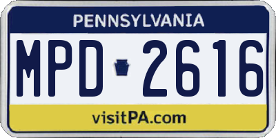 PA license plate MPD2616