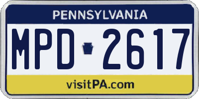 PA license plate MPD2617