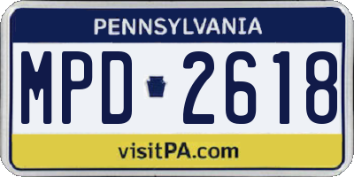 PA license plate MPD2618