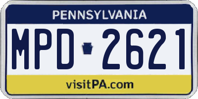 PA license plate MPD2621