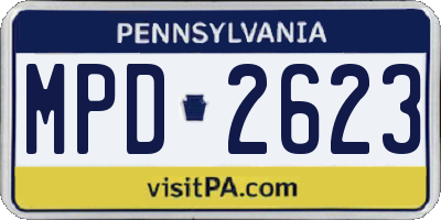 PA license plate MPD2623
