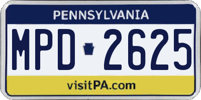 PA license plate MPD2625