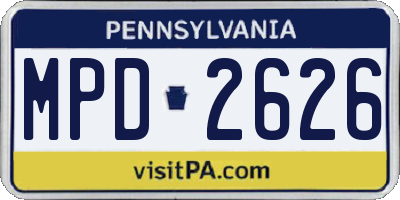 PA license plate MPD2626