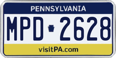PA license plate MPD2628