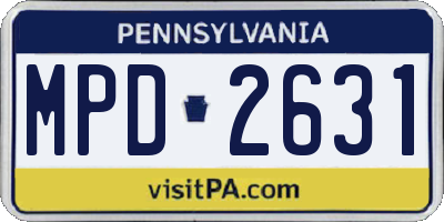 PA license plate MPD2631